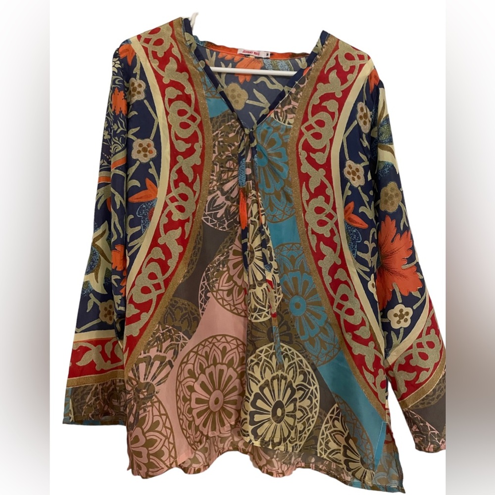 Silk Johnny Was tunic Size M
